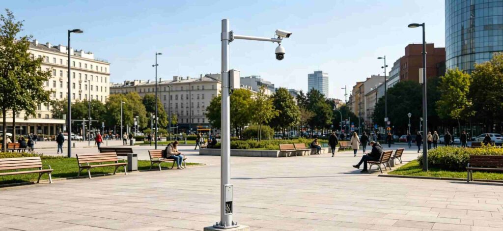 CCTV camera poles for municipal public spaces