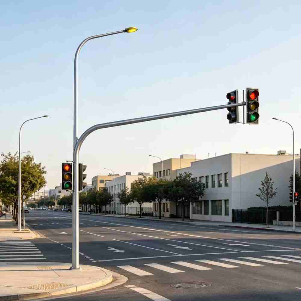 Joint use mast arm traffic signal poles